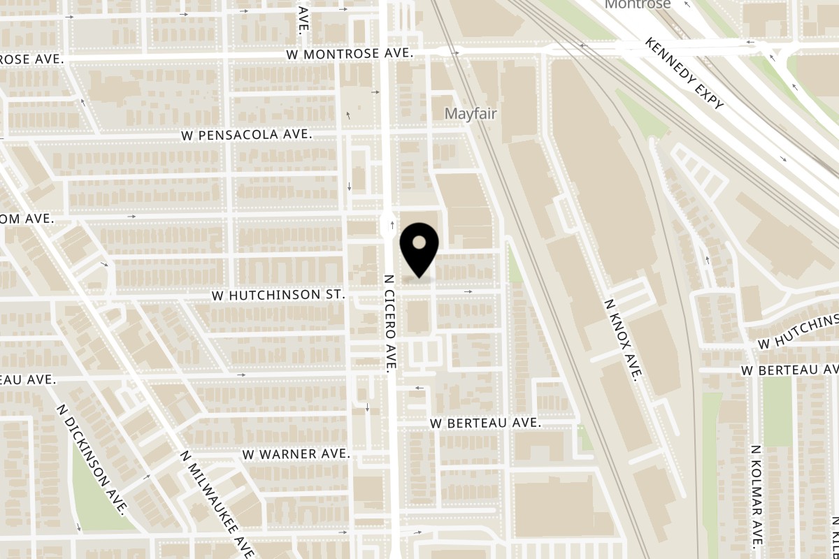 Map showing the location of Roma's Italian Beef & Sausage on 4237 N Cicero Ave in Chicago